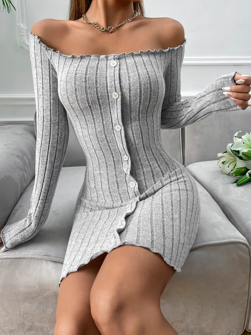 ZARA Off Shoulder High Waist Bodycon Mini Dress Beach Vacation